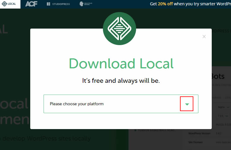 表示された画面「Download Local」でパソコンのOSを選択します。