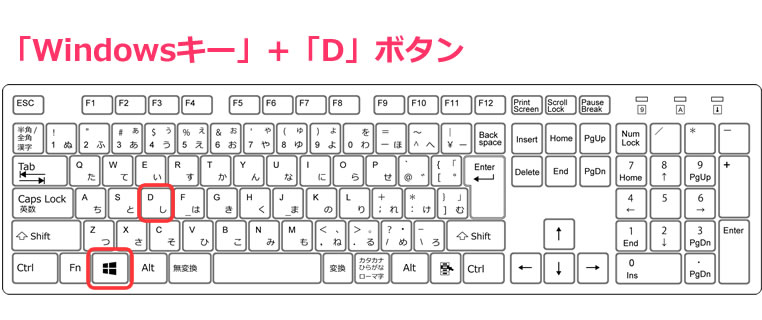 「Windowsキー」+「D」ボタン