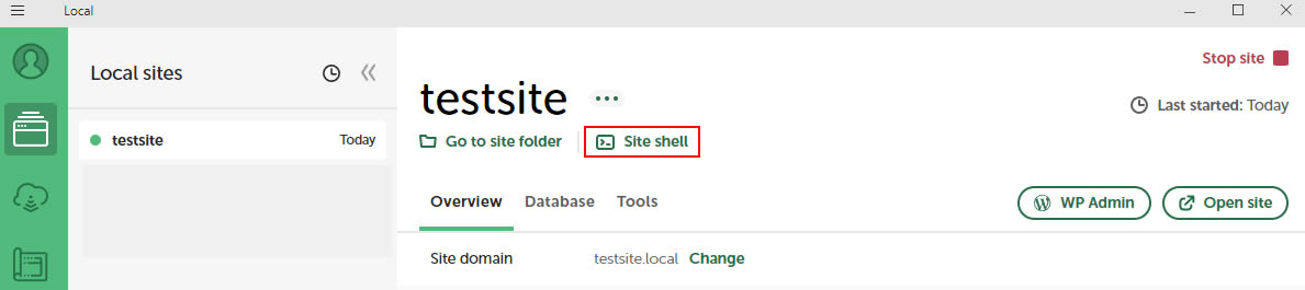 または「site shell」をクリックします。（2024年8月に確認した時の表示は「site shell」でした！）