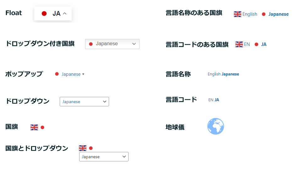 ウィジェット表示の選択